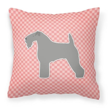 Carolines Treasures BB3592PW1414 Kerry Blue Terrier Checkerboard Pink Fabric Decorative Pillow